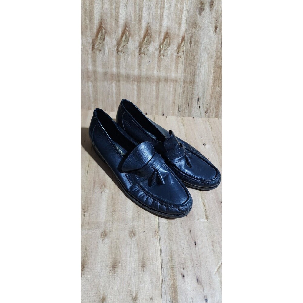 Men's Cranston Leather Tasseled Black Loafers Size 10D